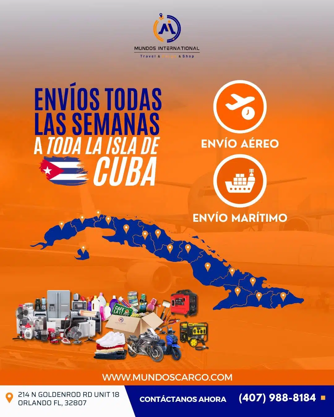 Mundos International ofrece envíos todas las semanas a toda la Isla de Cuba